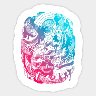 Dual Color Abstract Wave of Thoughts No 2 Sticker